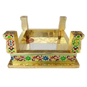 Peacock Designed Wooden Handmade Rajwadi Chowki (10"X10"X5")-G.M.